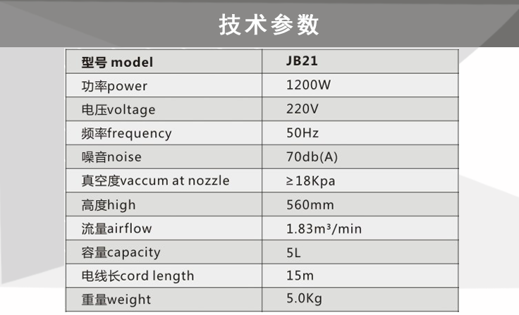 克力威肩背式吸塵器JB21 酒店用吸塵器肩負吸塵器60