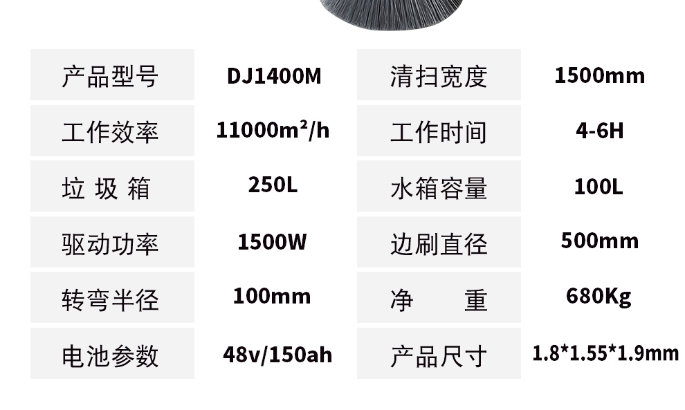 DJ1400M電動清掃車 車間掃地車參數(shù)